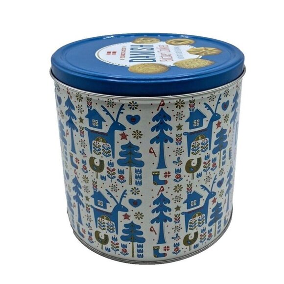 Trader Joe's Cookie Tin Empty Danish Butter Cookies Blue White Danish Christmas - Picture 4 of 15
